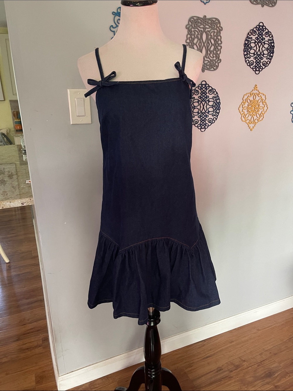 Avec Les Filles Navy Blue Denim Mini babydoll Dress size XS